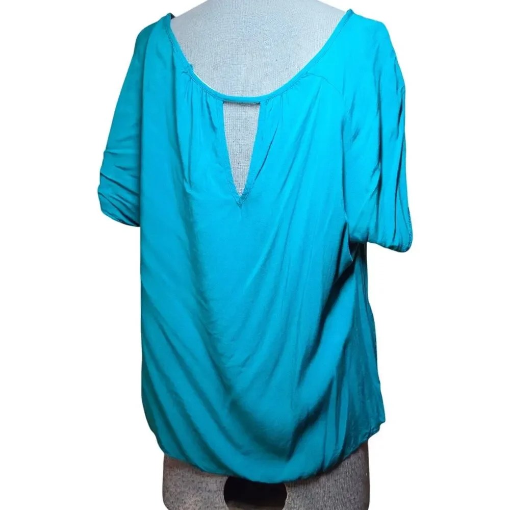 Blue Front Tie Back Cut Out Tee Size 1X